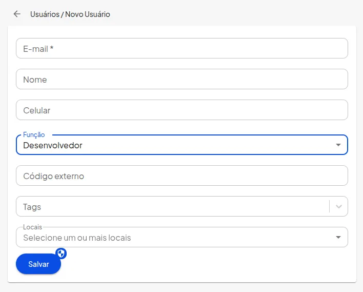 Uma imagem com a tela de criação de usuário no painel de admin